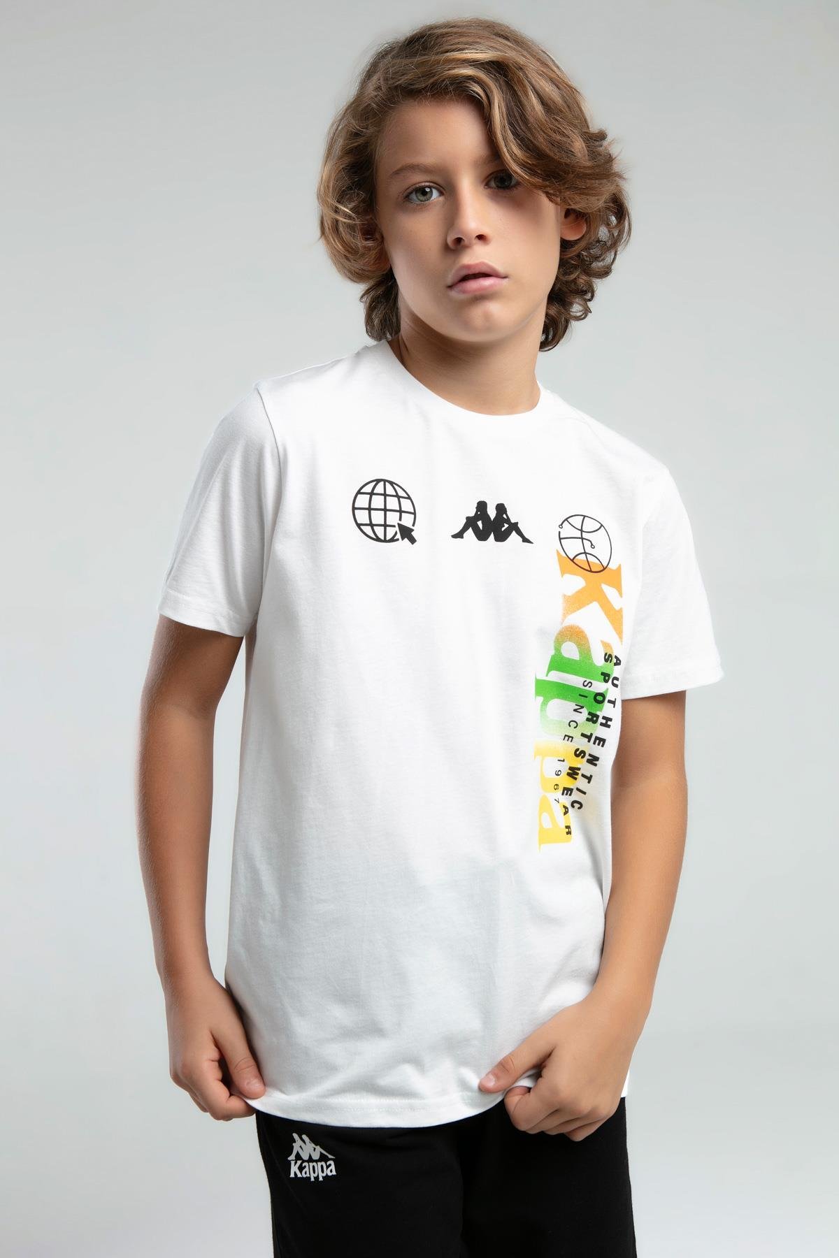 Kappa Erkek Çocuk Baskılı Tshirt 5-16 Yaş Beyaz