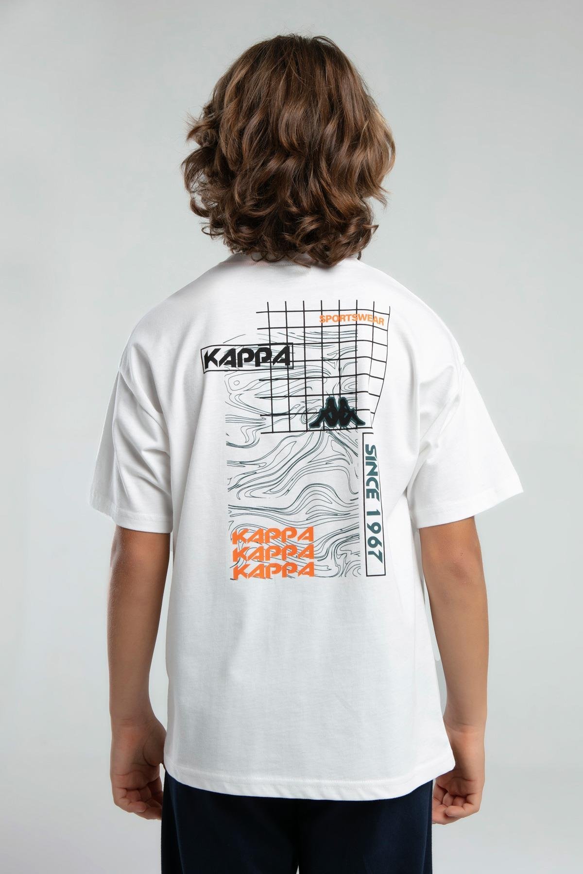 Kappa Erkek Çocuk Baskılı Tshirt 5-16 Yaş Beyaz