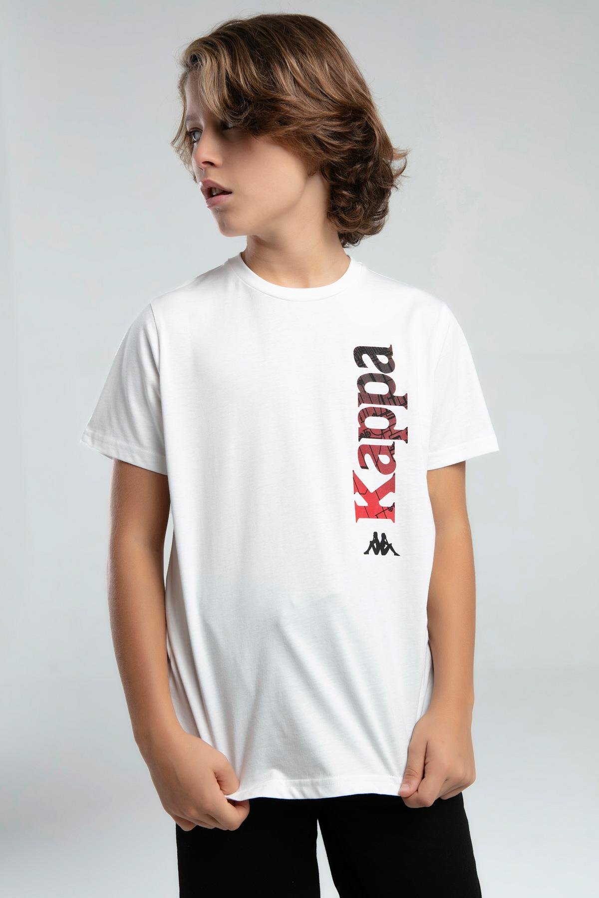 Kappa Erkek Çocuk Baskılı Tshirt 5-16 Yaş Beyaz