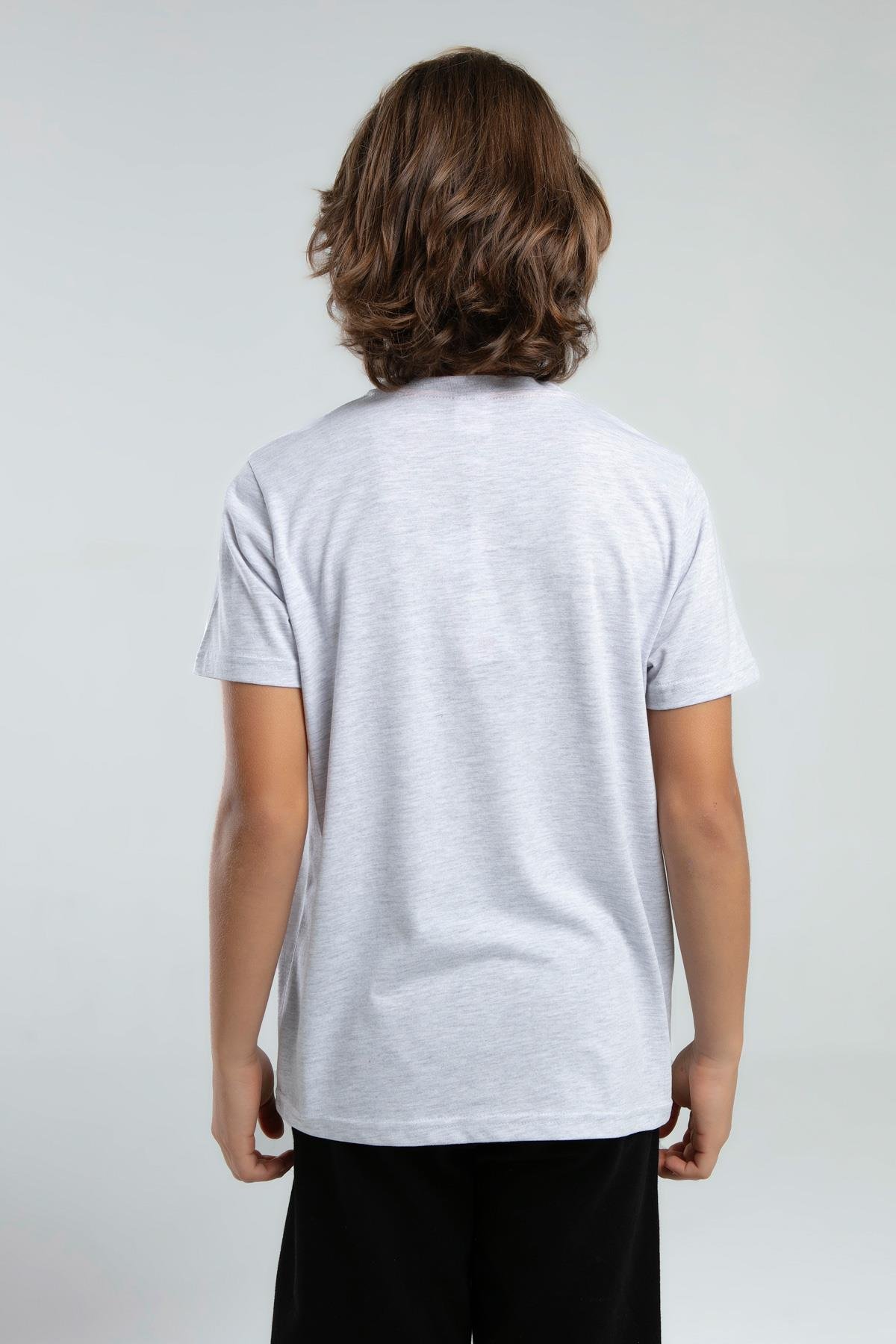 Kappa Erkek Çocuk Baskılı Tshirt 5-16 Yaş Gri