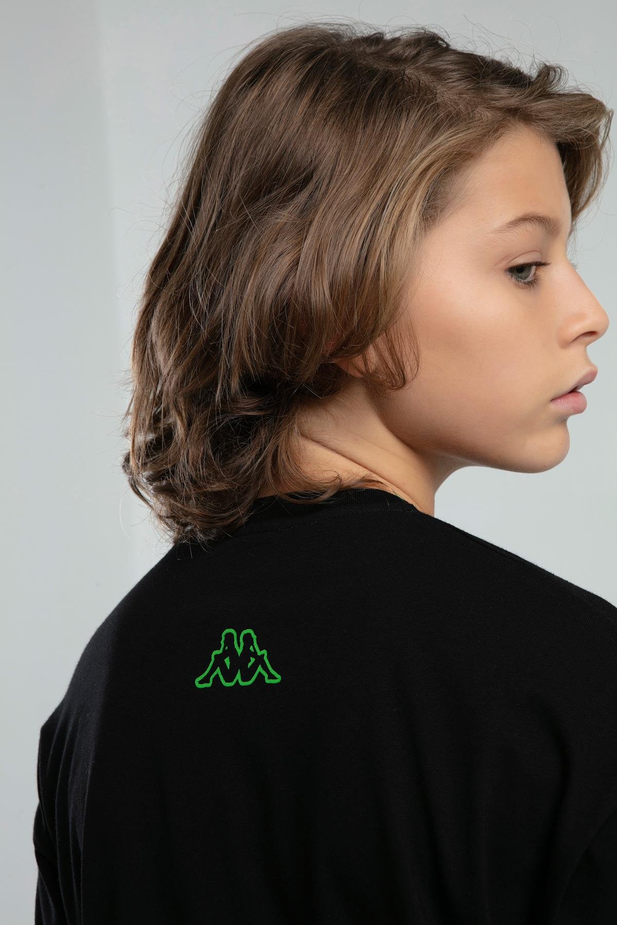 Kappa Erkek Çocuk Baskılı Tshirt 5-16 Yaş Siyah