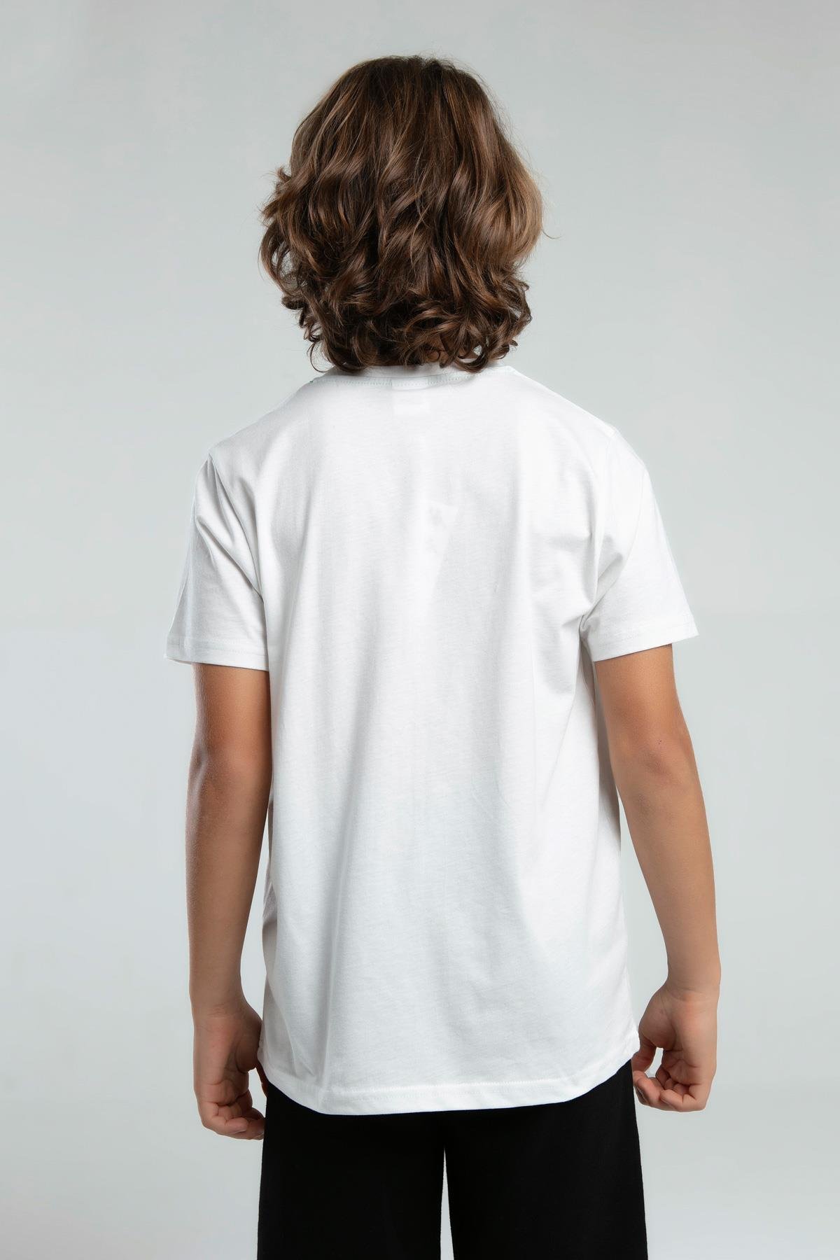 Kappa Erkek Çocuk Baskılı Tshirt 5-16 Yaş Beyaz