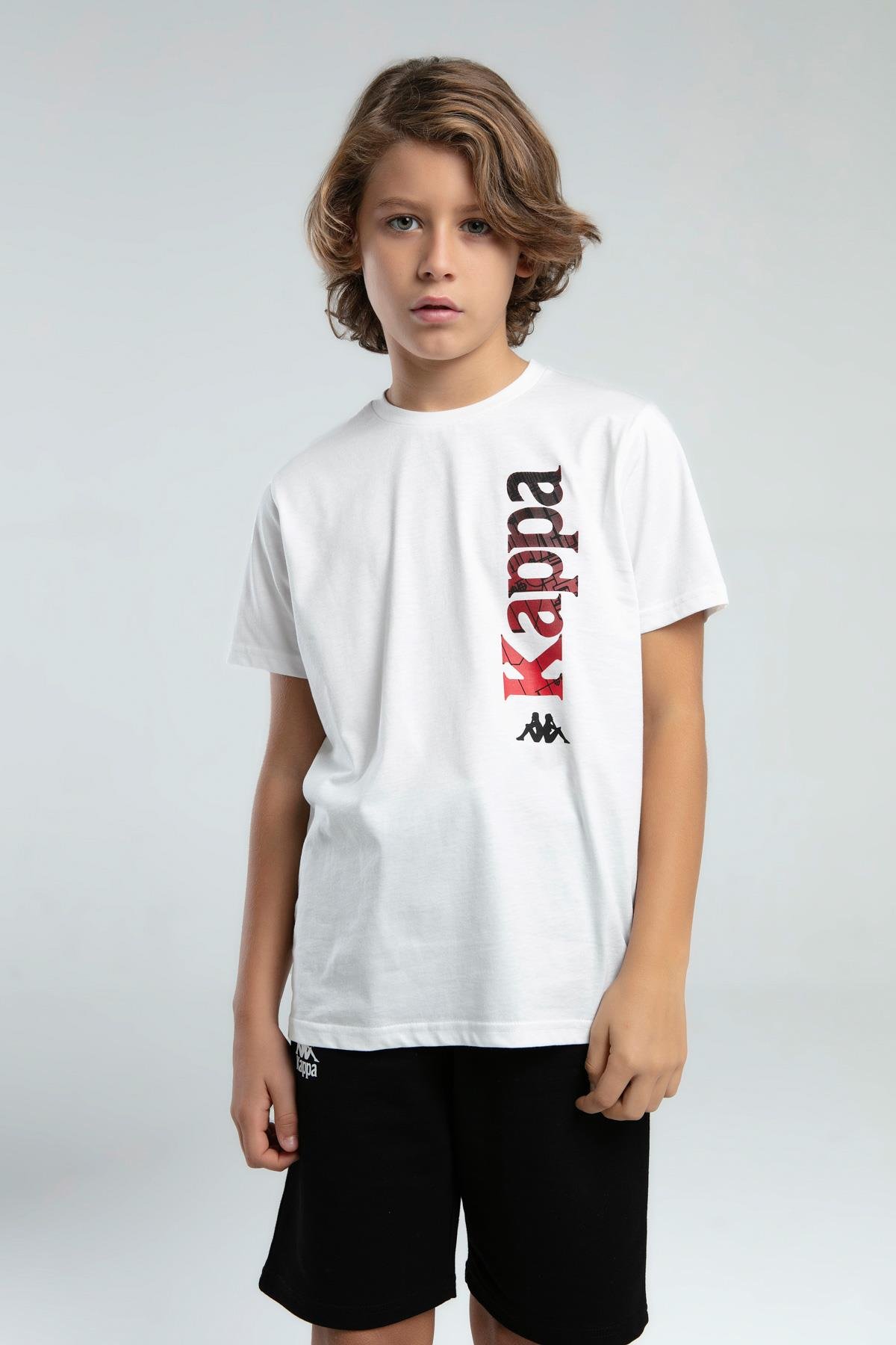 Kappa Erkek Çocuk Baskılı Tshirt 5-16 Yaş Beyaz