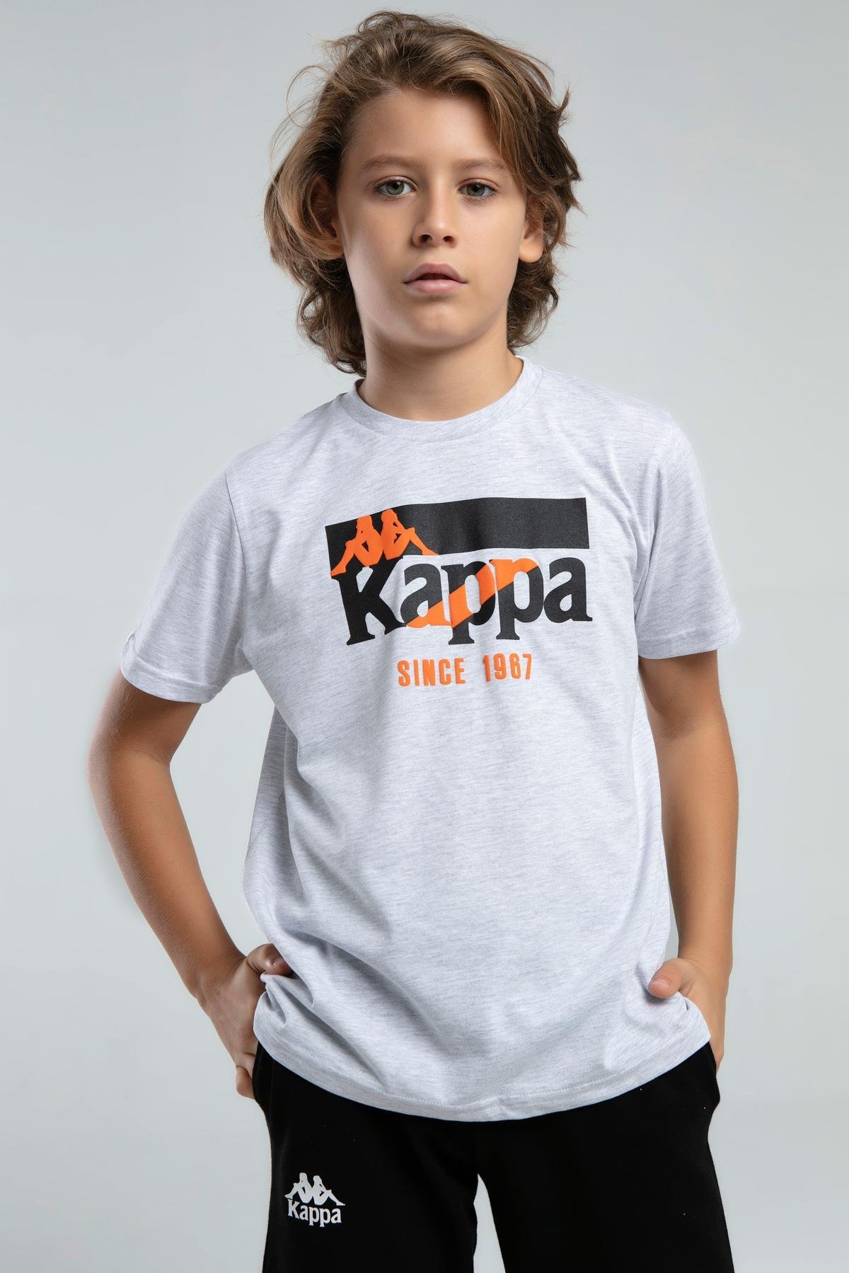 Kappa Erkek Çocuk Baskılı Tshirt 5-16 Yaş Gri