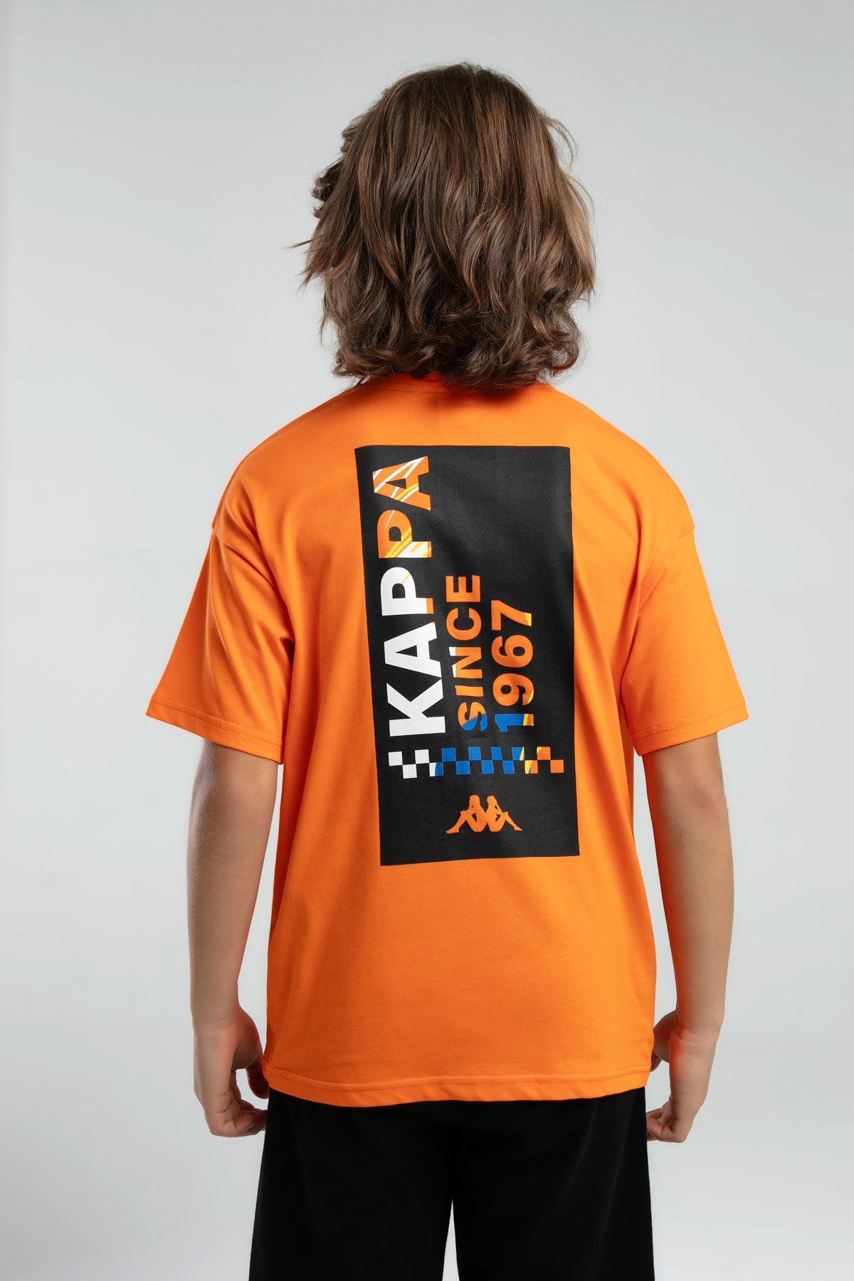 Kappa Erkek Çocuk Sırtı Baskılı Tshirt 5-16 Yaş Turuncu