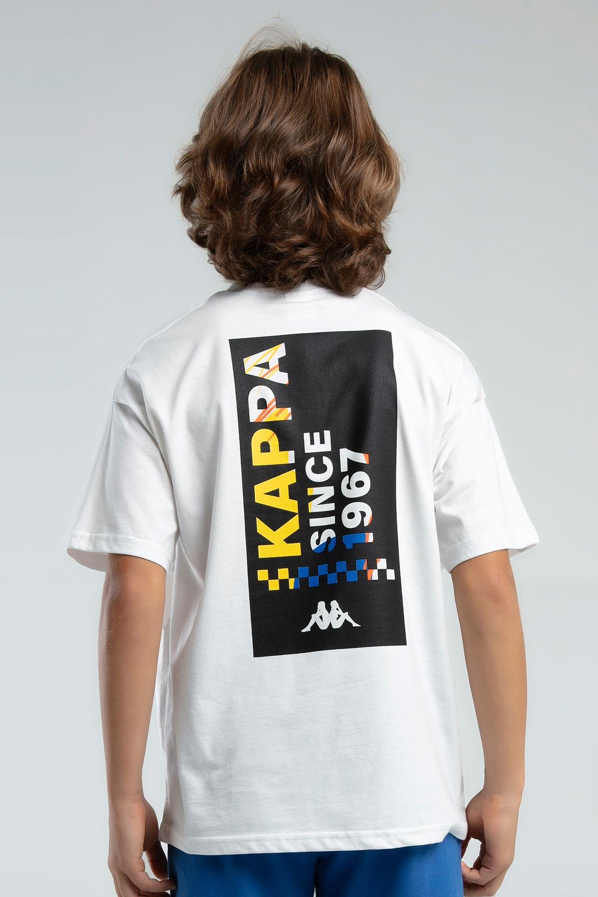 Kappa Erkek Çocuk Sırtı Baskılı Tshirt 5-16 Yaş Beyaz