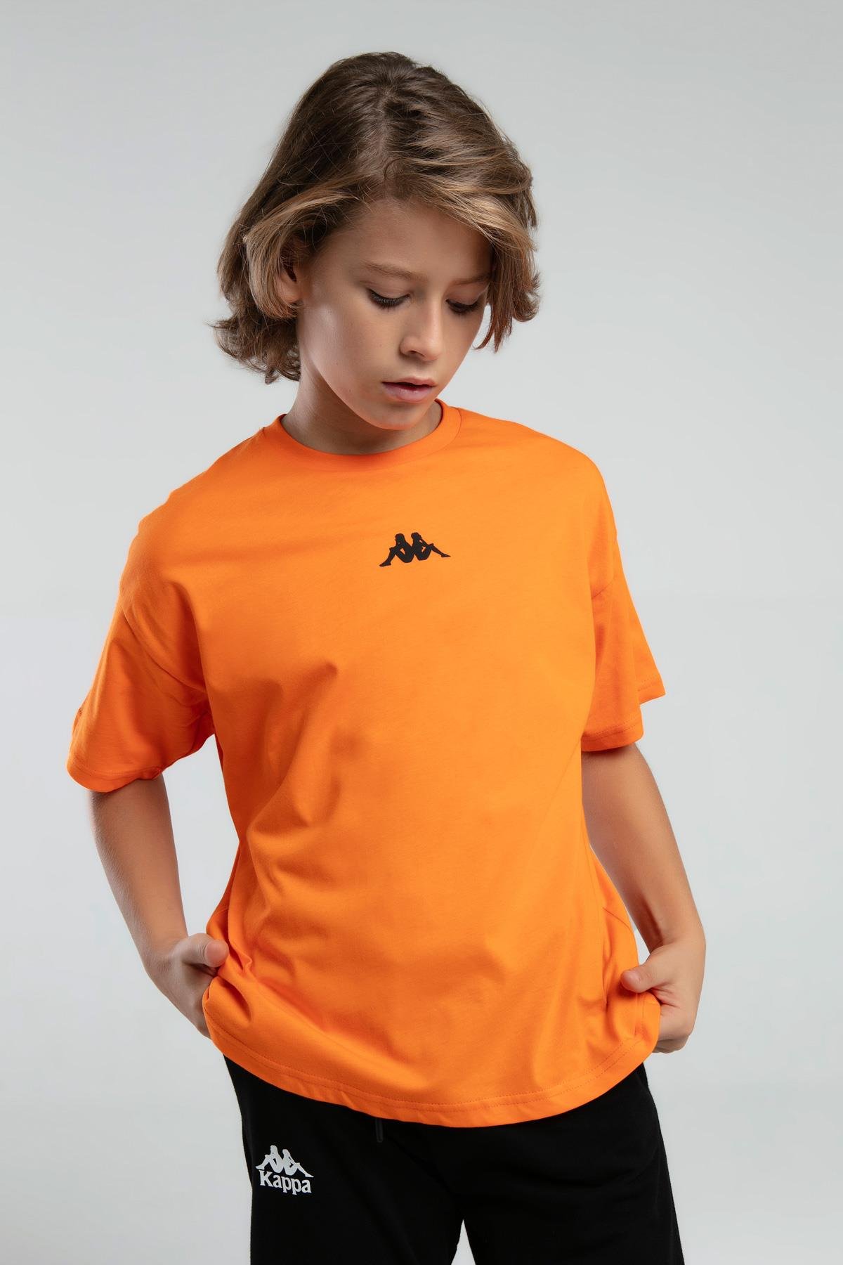 Kappa Erkek Çocuk Sırtı Baskılı Tshirt 5-16 Yaş Turuncu