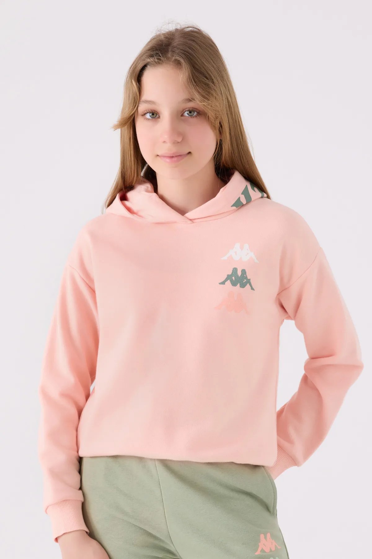 Kappa Kız Çocuk Kapüşonlu Sweatshirt 5-16 Yaş PEMBE