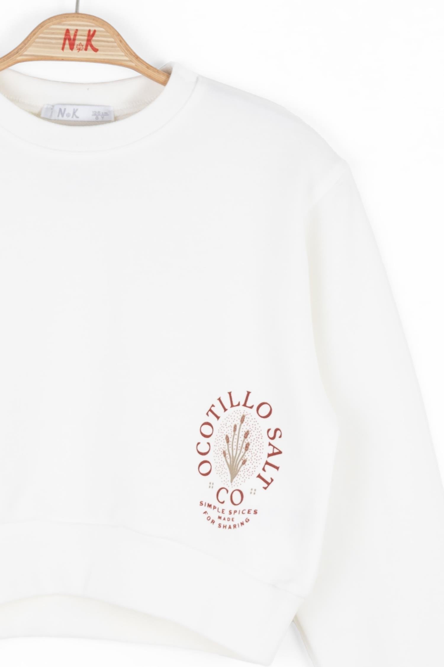 Kız Çocuk Salt Sweatshirt 8-14 Yaş EKRU