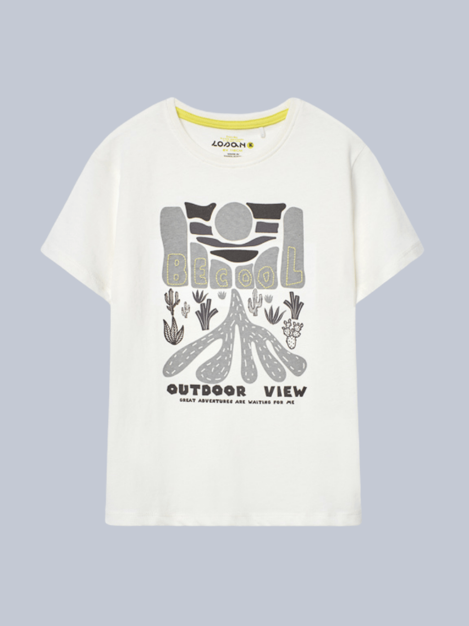 Losan Erkek Çocuk Baskılı Tshirt 3-10 Yaş Beyaz