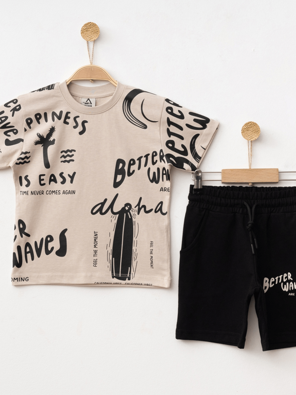 Marcoera Erkek Çocuk Baskılı Şortlu Takım 4-12 Yaş Bej