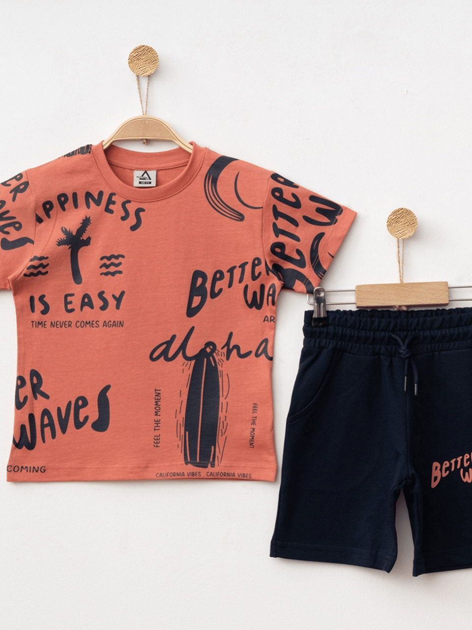 Marcoera Erkek Çocuk Baskılı Şortlu Takım 4-12 Yaş Nar Çiçeği