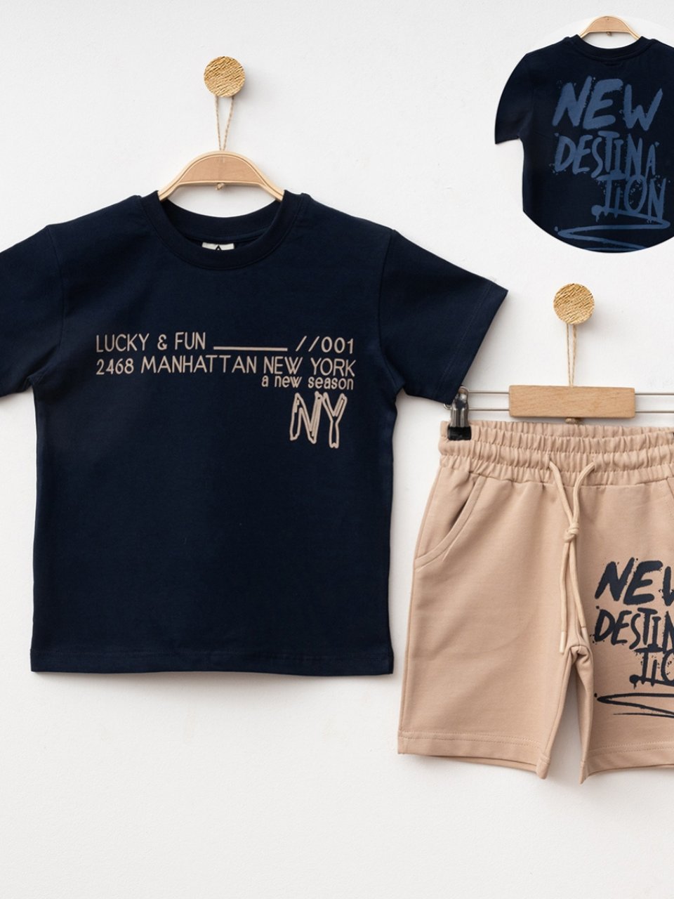 Marcoera Erkek Çocuk Baskılı Şortlu Takım 4-12 Yaş Lacivert