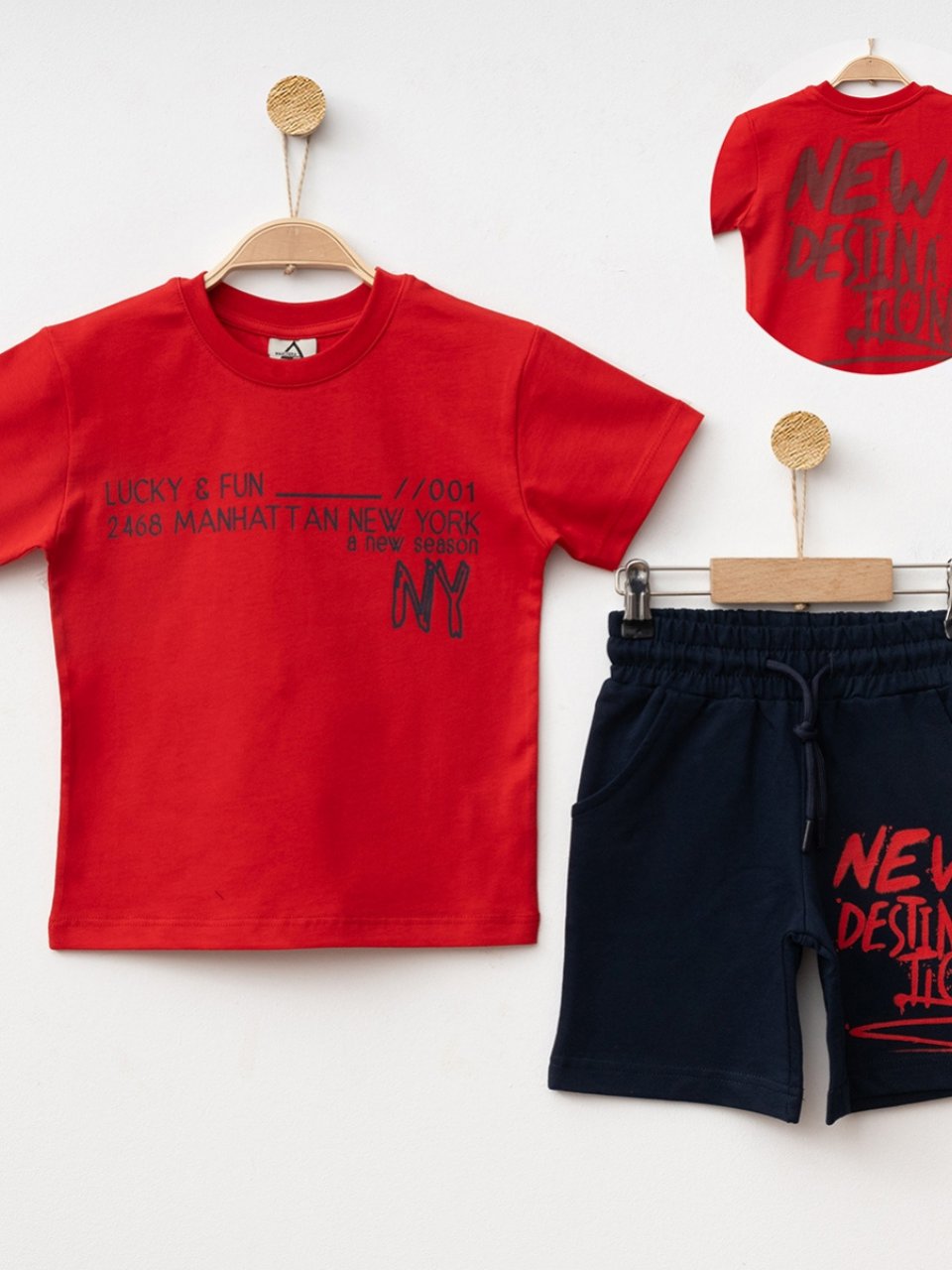 Marcoera Erkek Çocuk Baskılı Şortlu Takım 4-12 Yaş Kırmızı