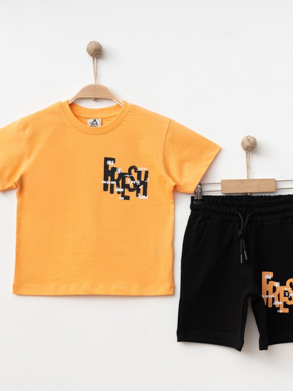 Marcoera Erkek Çocuk Baskılı Şortlu Takım 4-12 Yaş Turuncu