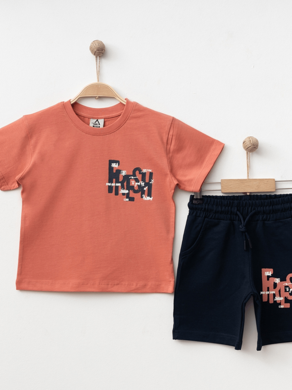 Marcoera Erkek Çocuk Baskılı Şortlu Takım 4-12 Yaş Nar Çiçeği