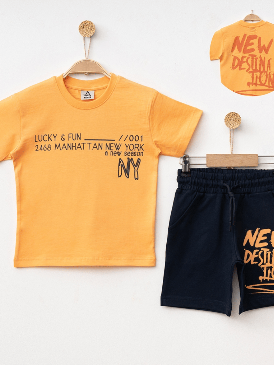Marcoera Erkek Çocuk Baskılı Şortlu Takım 4-12 Yaş Turuncu