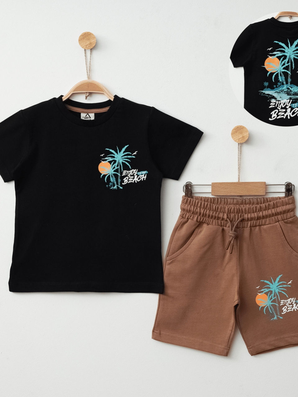 Marcoera Erkek Çocuk Baskılı Şortlu Takım 4-12 Yaş Siyah