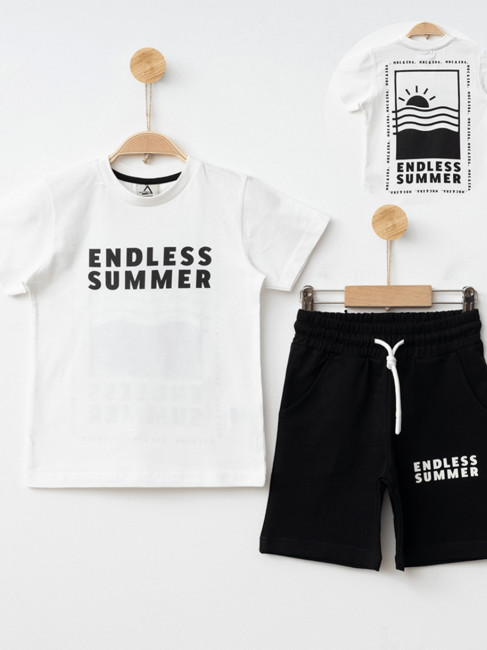 Marcoera Erkek Çocuk Baskılı Şortlu Takım 4-14 Yaş Beyaz
