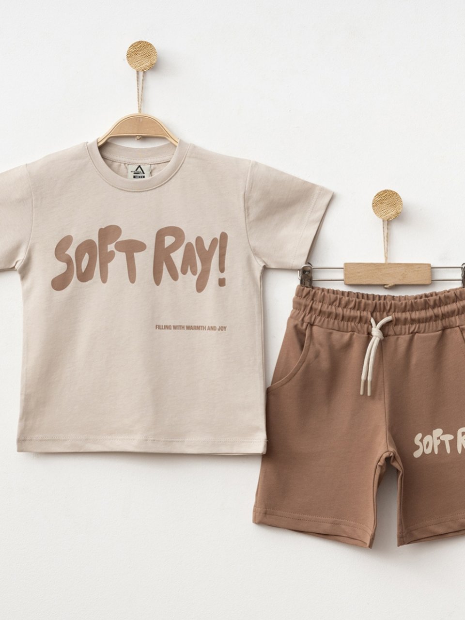 Marcoera Erkek Çocuk Baskılı Şortlu Takım 4-12 Yaş Bej