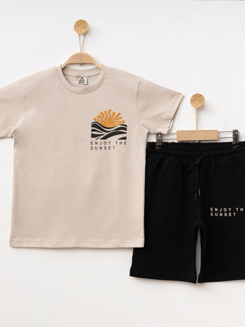 Marcoera Erkek Çocuk Baskılı Şortlu Takım 8-16 Yaş Bej
