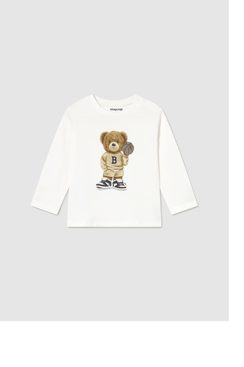 Mayoral Erkek Bebek Ayı Baskılı Sweatshirt 1-3 Yaş Ekru