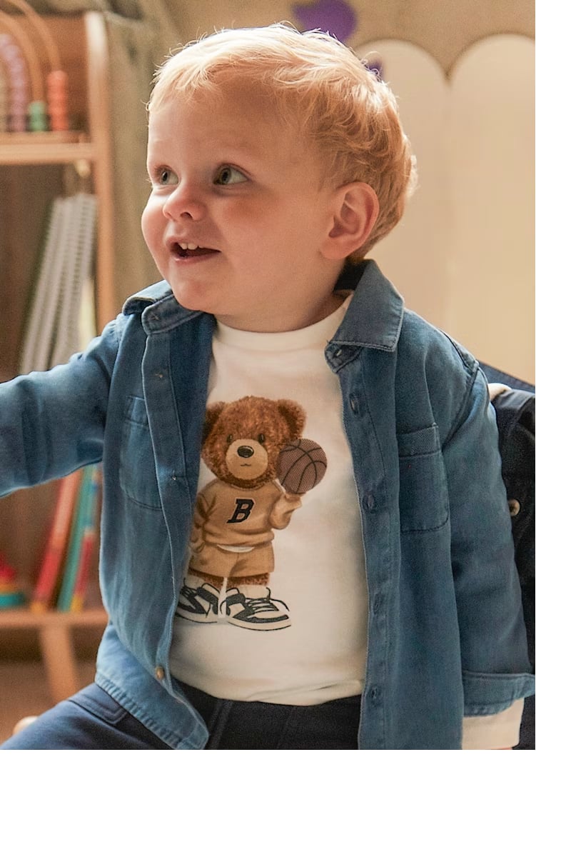 Mayoral Erkek Bebek Ayı Baskılı Sweatshirt 1-3 Yaş Ekru