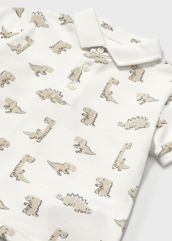 Mayoral Erkek Bebek Baskılı Polo Yaka Tshirt  1-3 Yaş Krem