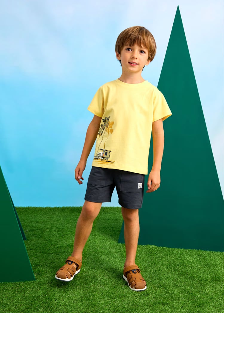 Mayoral Erkek Çocuk Baskılı 3'Lü Şortlu Takım 4-8 Yaş Sarı