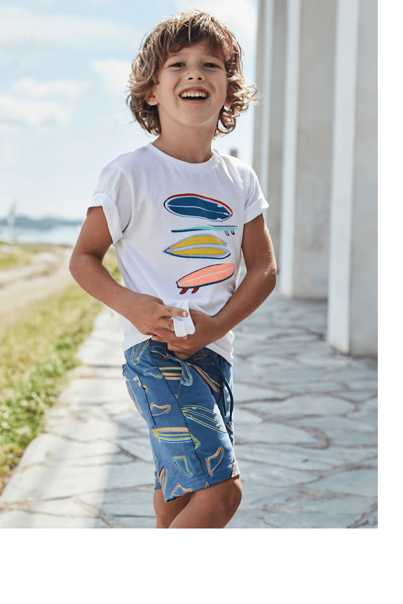 Mayoral Erkek Çocuk Baskılı Şortlu Takım 4-8 Yaş Beyaz