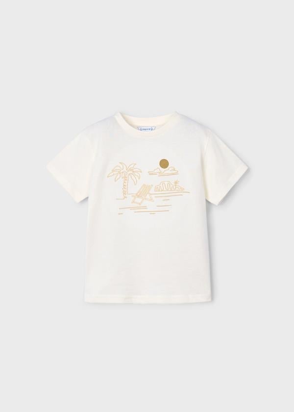 Mayoral Erkek Çocuk Baskılı Tshirt 4-8 Yaş Krem