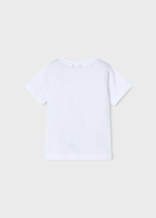 Mayoral Erkek Çocuk Çanta Baskılı Tshirt 4-8 Yaş Beyaz