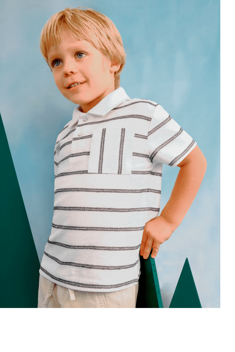 Mayoral Erkek Çocuk Cizgili Polo Tshirt 4-8 Yaş Krem