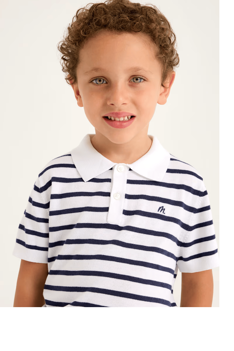 Mayoral Erkek Çocuk Örme Polo Tshirt 4-8 Yaş Beyaz