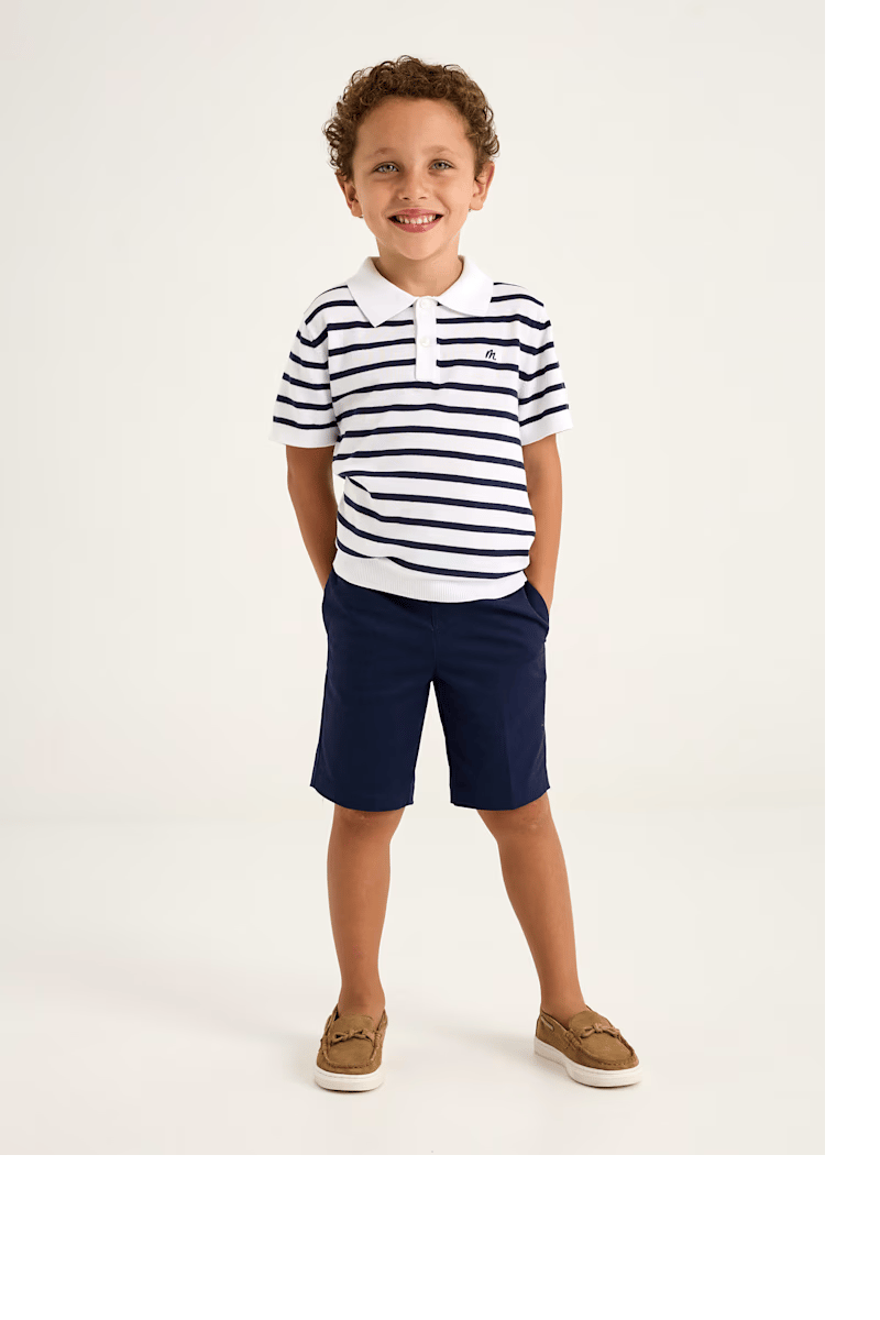 Mayoral Erkek Çocuk Örme Polo Tshirt 4-8 Yaş Beyaz