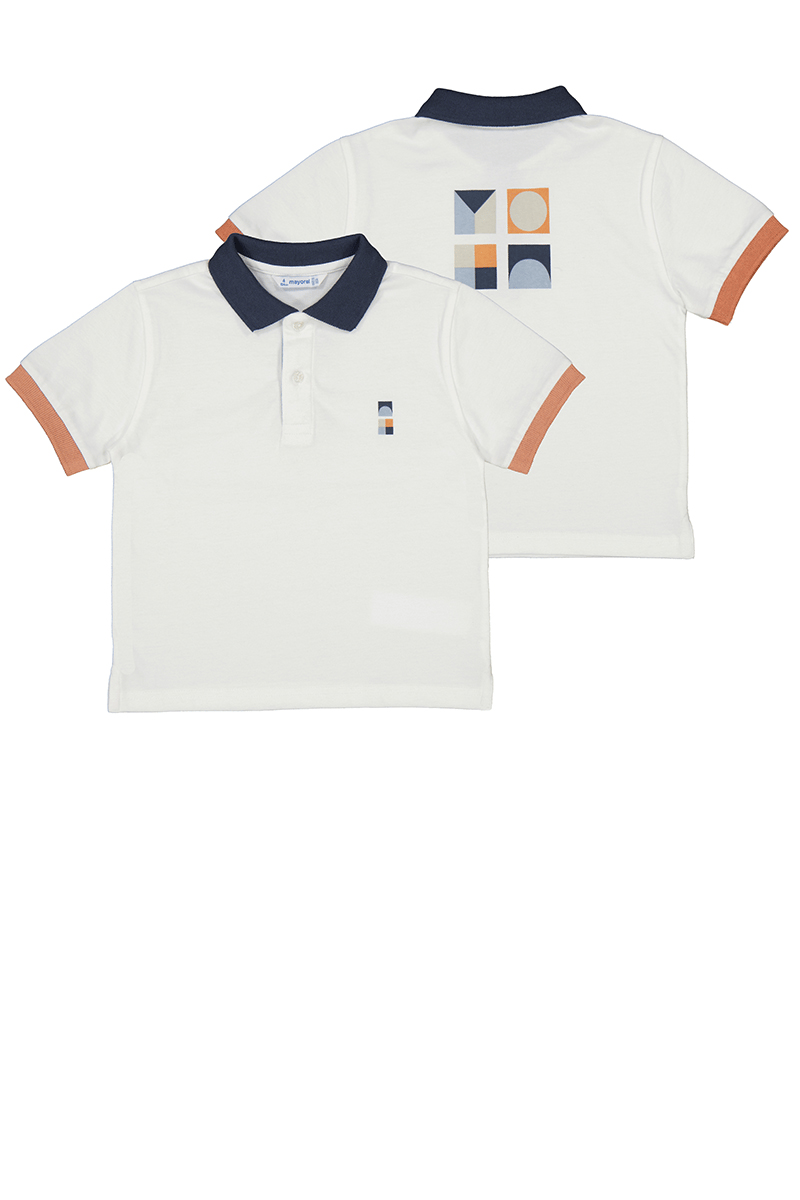 Mayoral Erkek Çocuk Sırtı Grafik Polo Tshirt 4-8 Yaş Beyaz