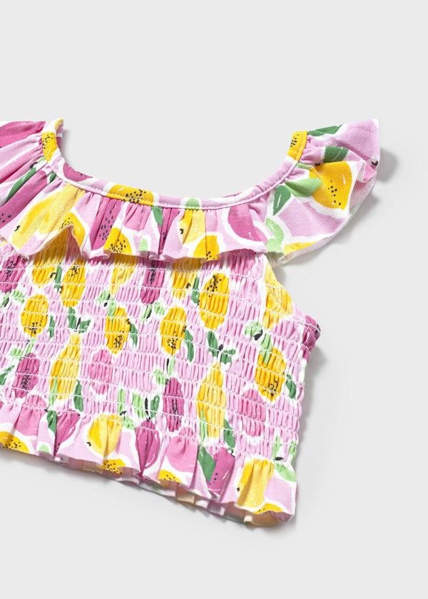 Mayoral Kız Baskılı Etekli Takım 1-3 Yaş Fuşya