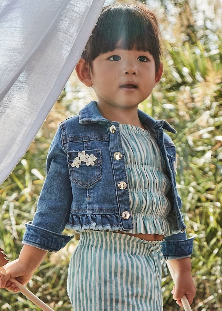 Mayoral Kız Bebek Fırfırlı Denim Ceket 1-3 Yaş Mavi