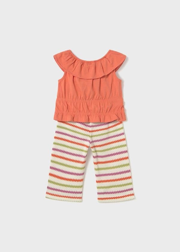 Mayoral Kız Bebek Tığ İşi Pantolonlu Takım 1-3 Yaş Turuncu