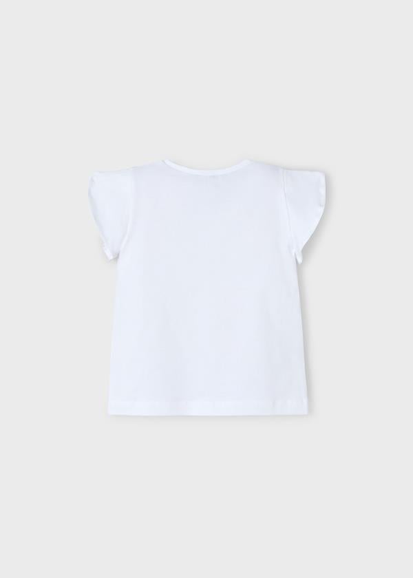 Mayoral Kız Çocuk Aplikeli Tshirt 4-8 Yaş Beyaz