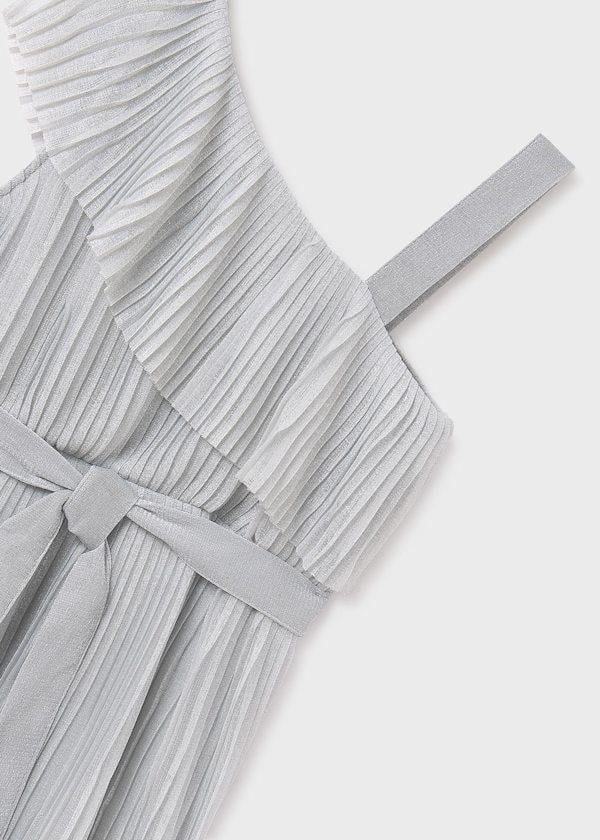 Mayoral Kız Çocuk Asimetrik Pileli Elbise 10-14 Yaş Gri