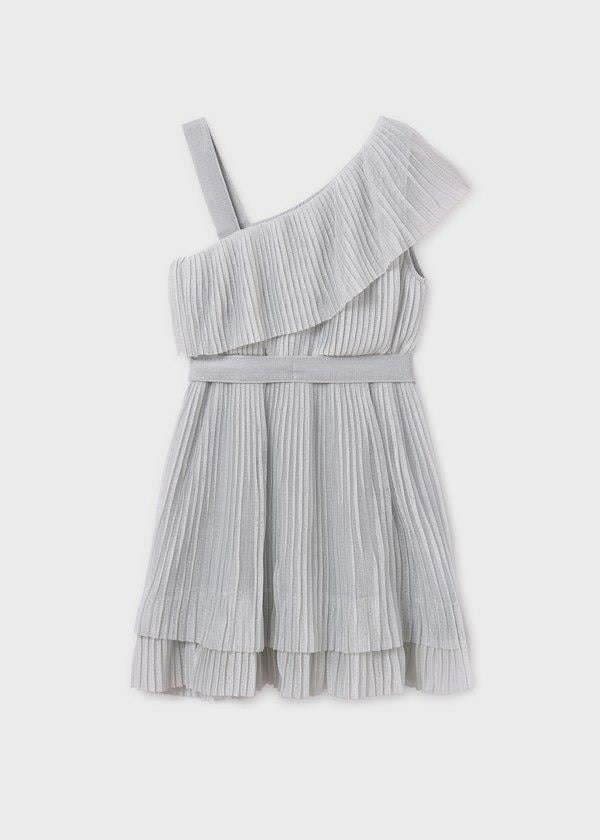 Mayoral Kız Çocuk Asimetrik Pileli Elbise 10-14 Yaş Gri