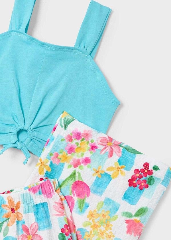 Mayoral Kız Çocuk Baskılı Pantolonlu Takım 4-8 Yaş Mint