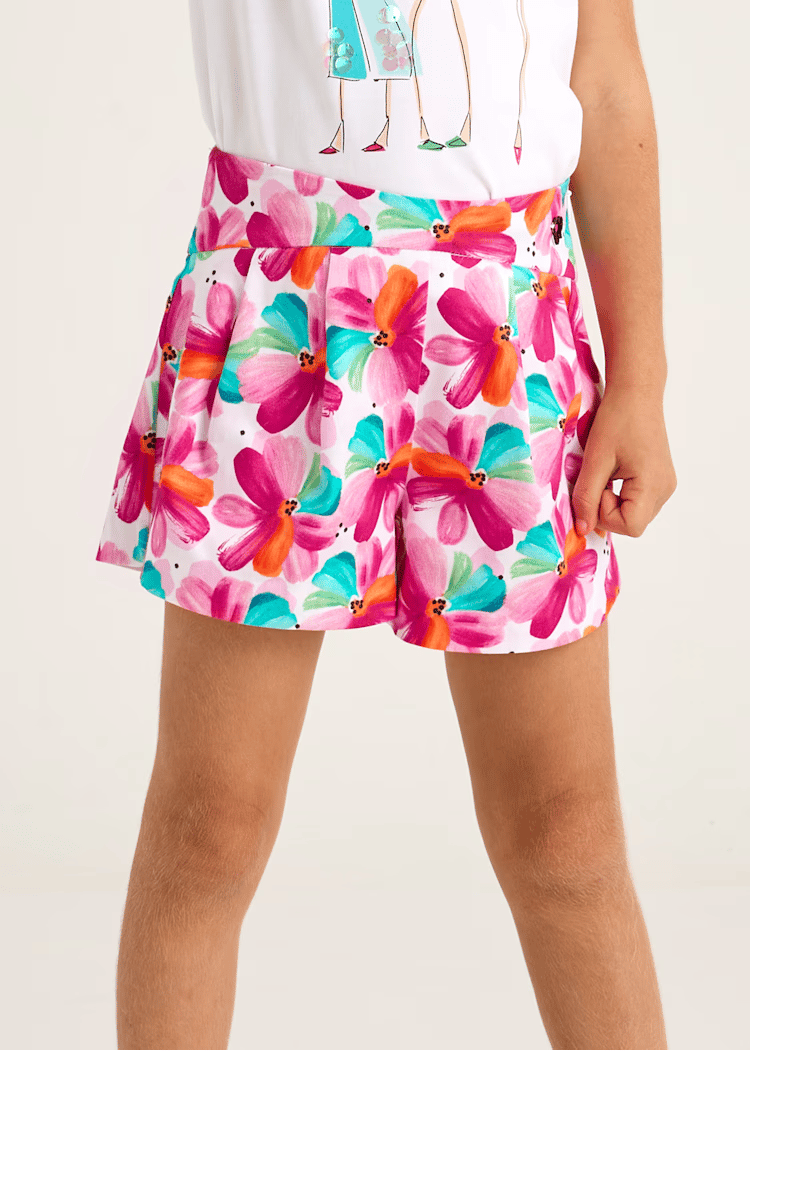 Mayoral Kız Çocuk Baskılı Şort Etek 4-8 Yaş Pembe