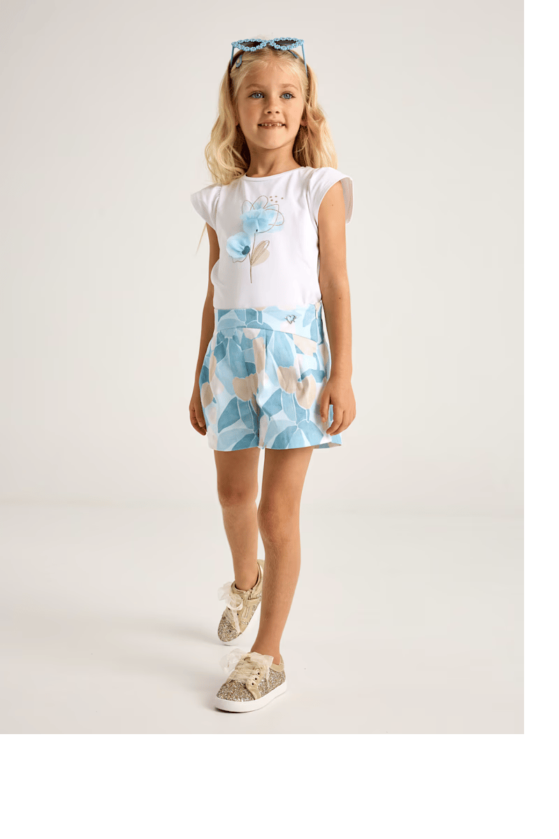 Mayoral Kız Çocuk Baskılı Şort Etek 4-8 Yaş Mavi