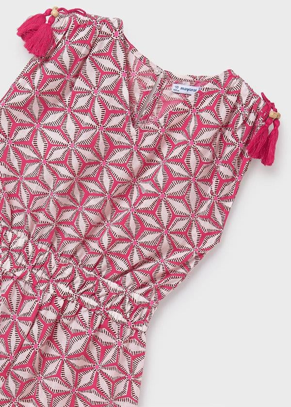 Mayoral Kız Çocuk Baskılı Şortlu Tulum 10-14 Yaş Kırmızı