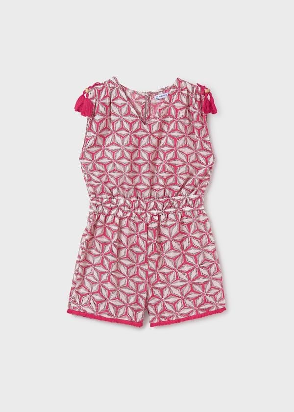 Mayoral Kız Çocuk Baskılı Şortlu Tulum 10-14 Yaş Kırmızı