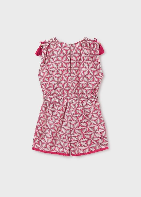 Mayoral Kız Çocuk Baskılı Şortlu Tulum 10-14 Yaş Kırmızı