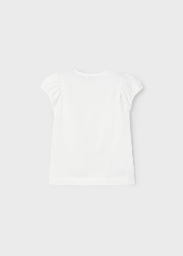 Mayoral Kız Çocuk Baskılı Tshirt 4-8 Yaş Krem