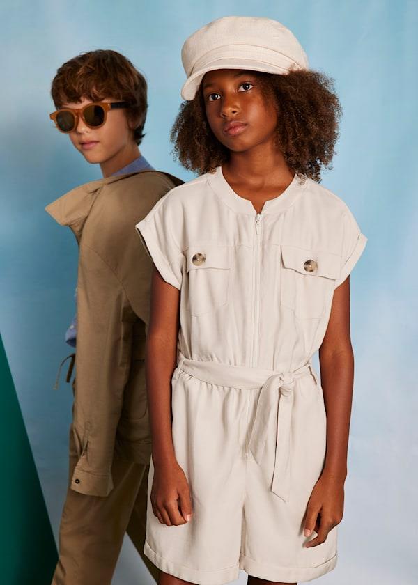 Mayoral Kız Çocuk Cepli Şortlu Tulum 10-14 Yaş Bej